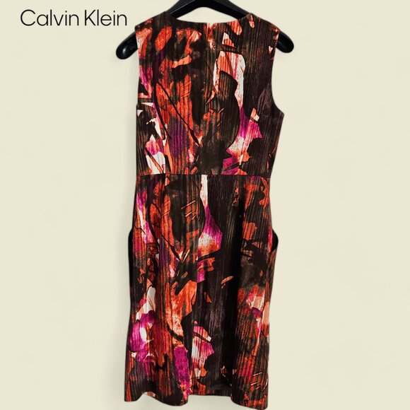 Calvin Klein Sleeveless Dress - Abstract Brush Pattern, Size 4 - Picture 2 of 7